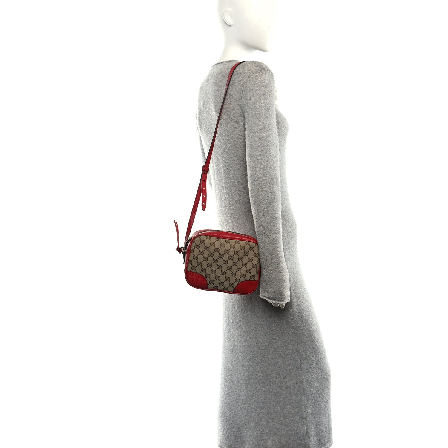 Gucci Monogram Dollar Calfskin Mini Bree Messenger Bag Red 2 of 10