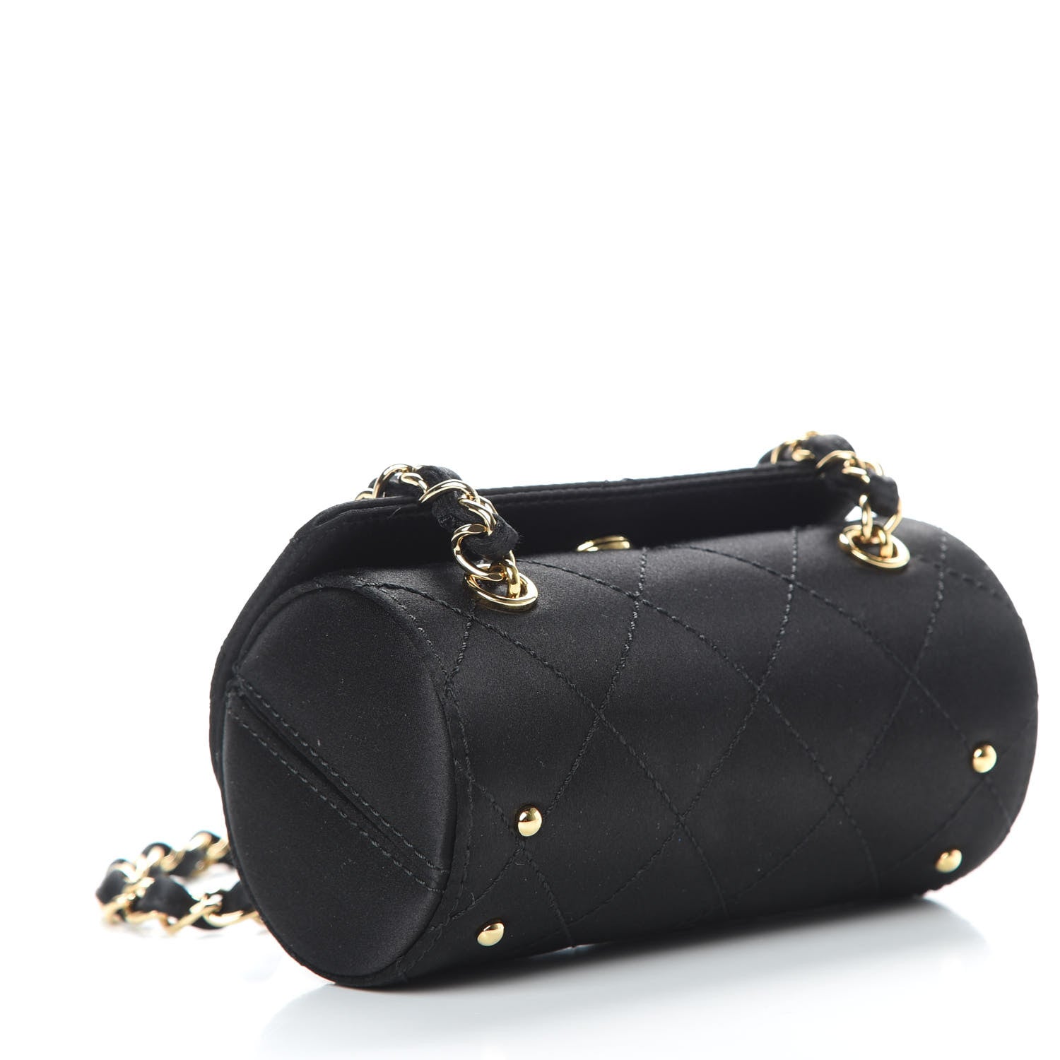 Chanel Satin Quilted Evening Bag Black 4 of 11
