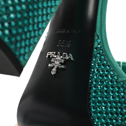 Prada Satin Crystal Triangle Logo 40/135mm Platform Sandals 36.5 Mango 7 of 9