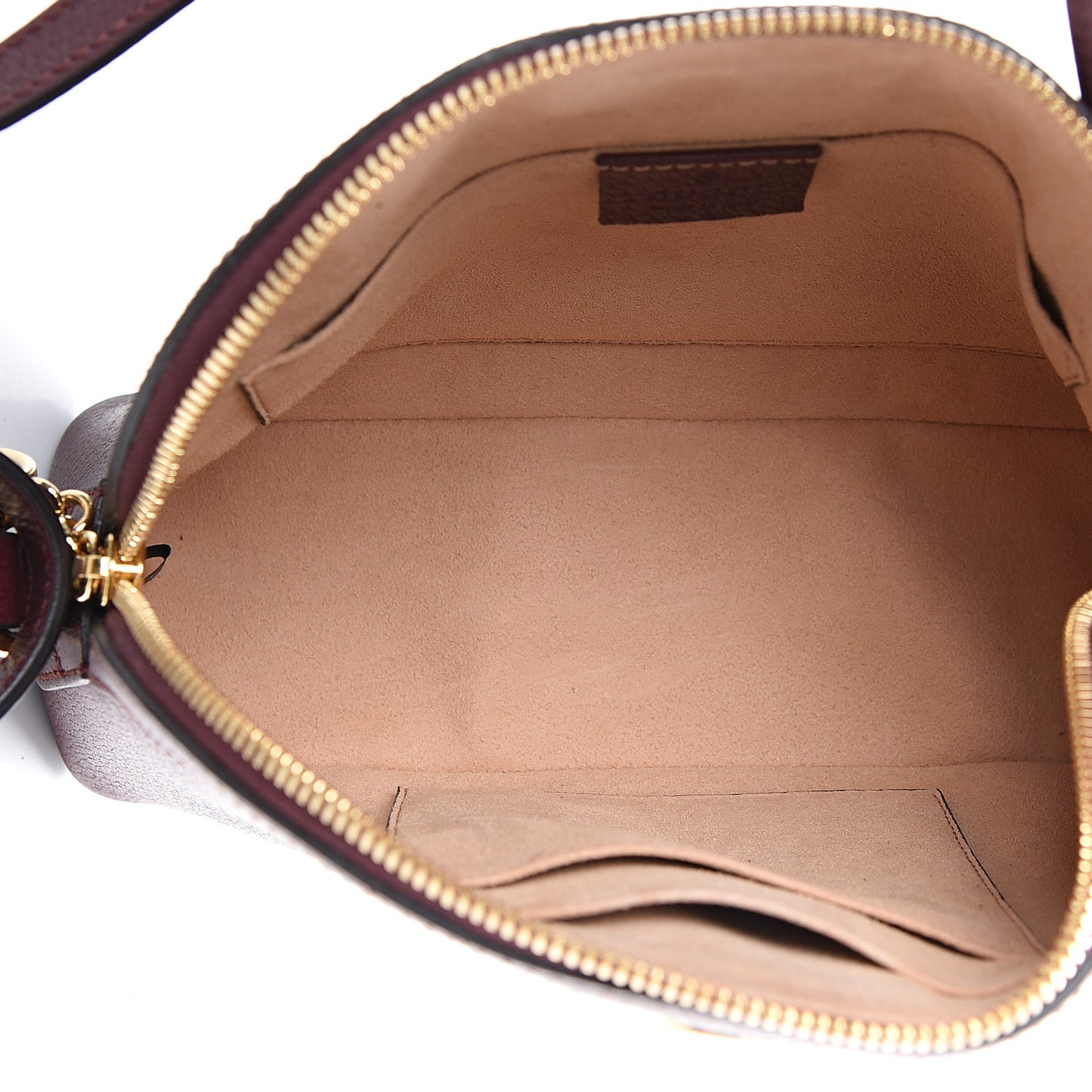 Textured Calfskin Web Small Ophidia Dome Shoulder Bag Vintage Bordeaux