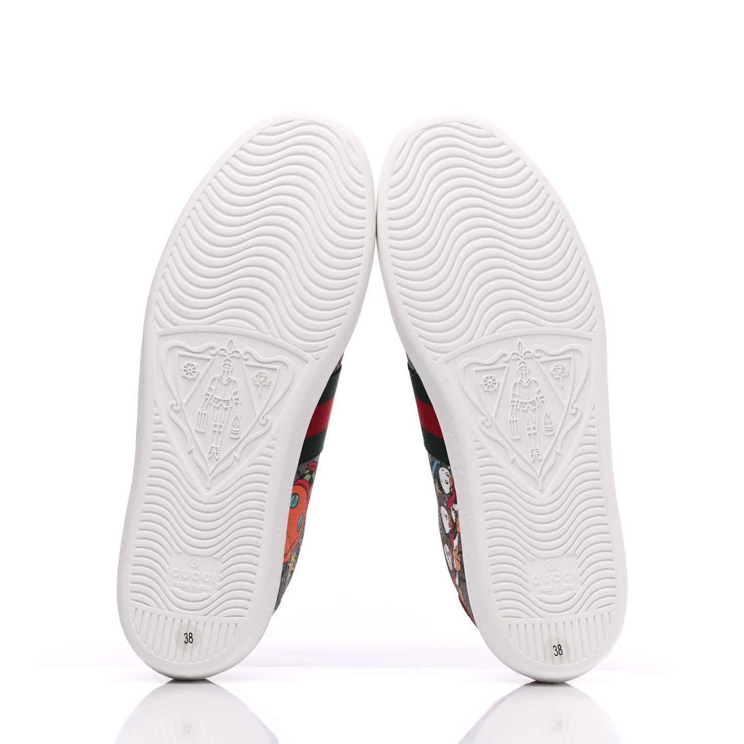 X DISNEY GG Supreme Monogram Web Donald Duck Womens Ace Sneakers 38 Beige New Acero Orange