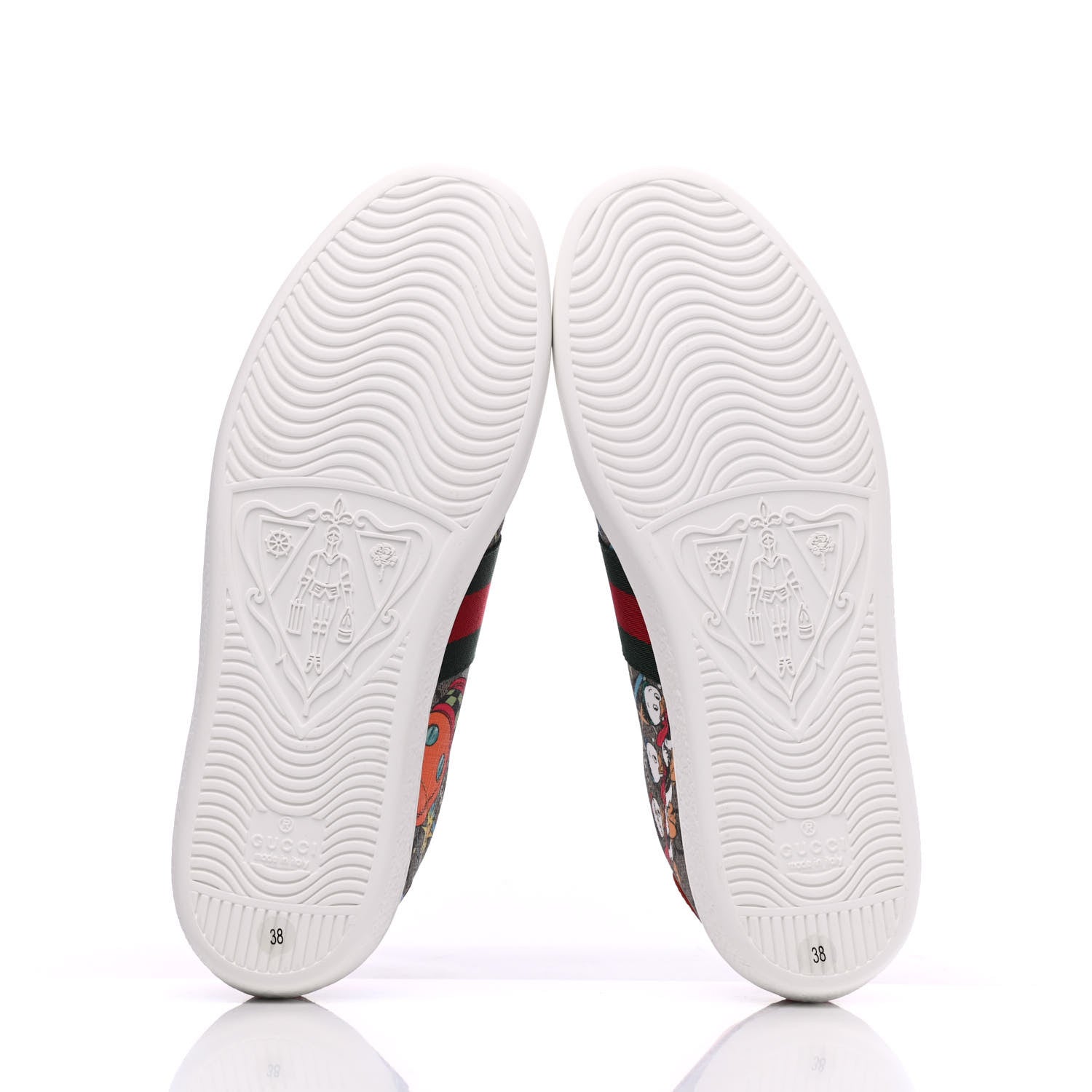 Gucci X DISNEY GG Supreme Monogram Web Donald Duck Womens Ace Sneakers 38 Beige New Acero Orange 5 of 10