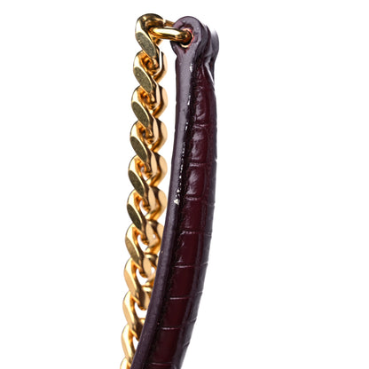 Saint Laurent Calfskin Crocodile Embossed Medium Monogram Sunset Rouge Legion 13 of 13