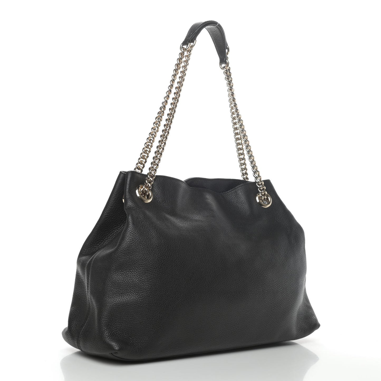 Pebbled Calfskin Medium Soho Chain Shoulder Bag Black