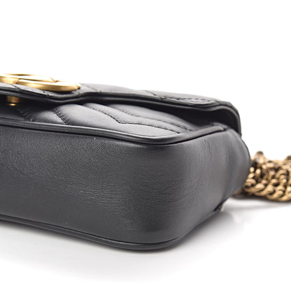 Gucci Calfskin Matelasse Super Mini GG Marmont Shoulder Bag Black 10 of 10