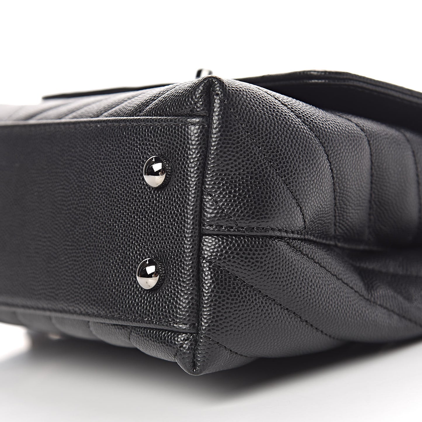 Caviar Chevron Quilted Mini Coco Handle Flap Black