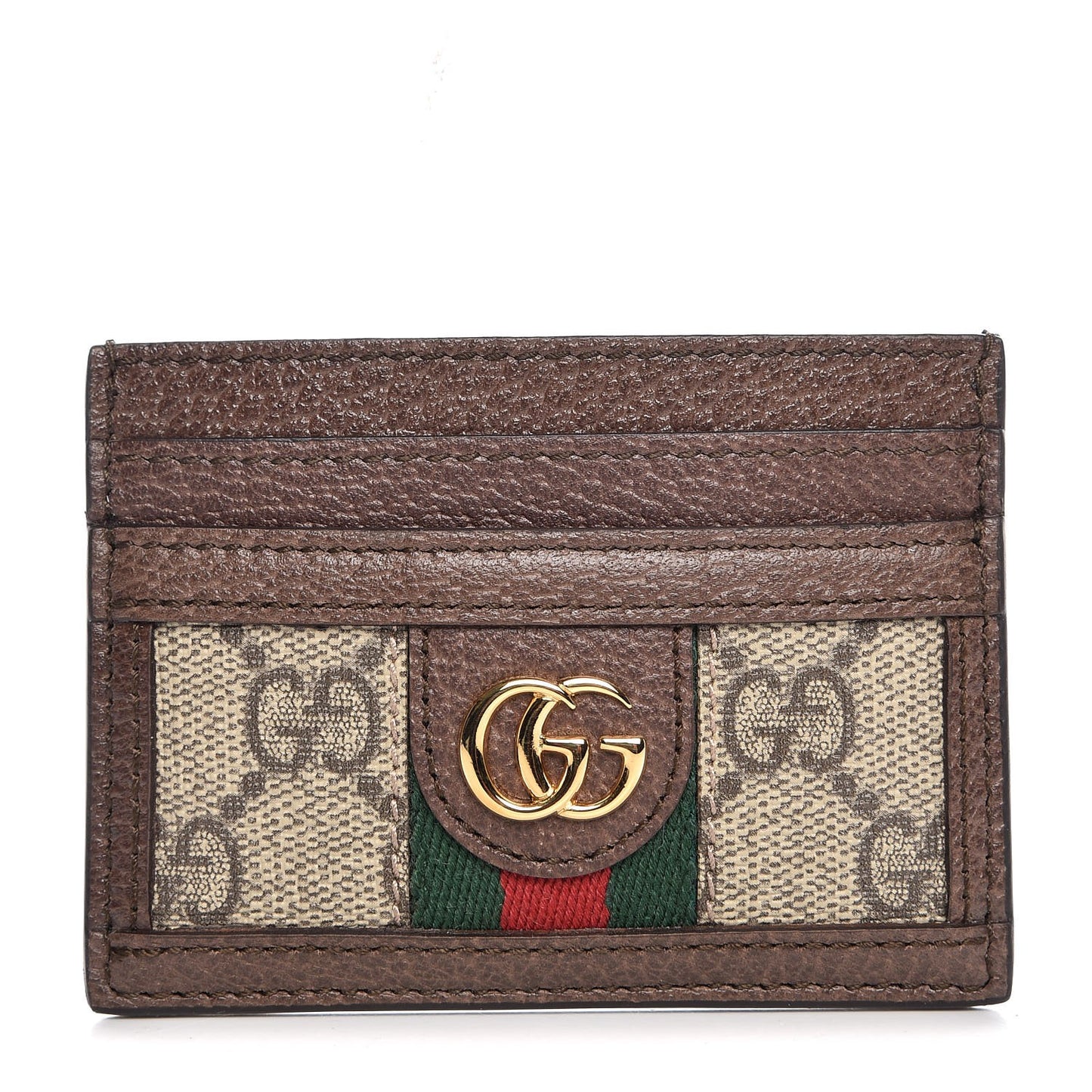 GG Supreme Monogram Ophidia Card Holder Brown