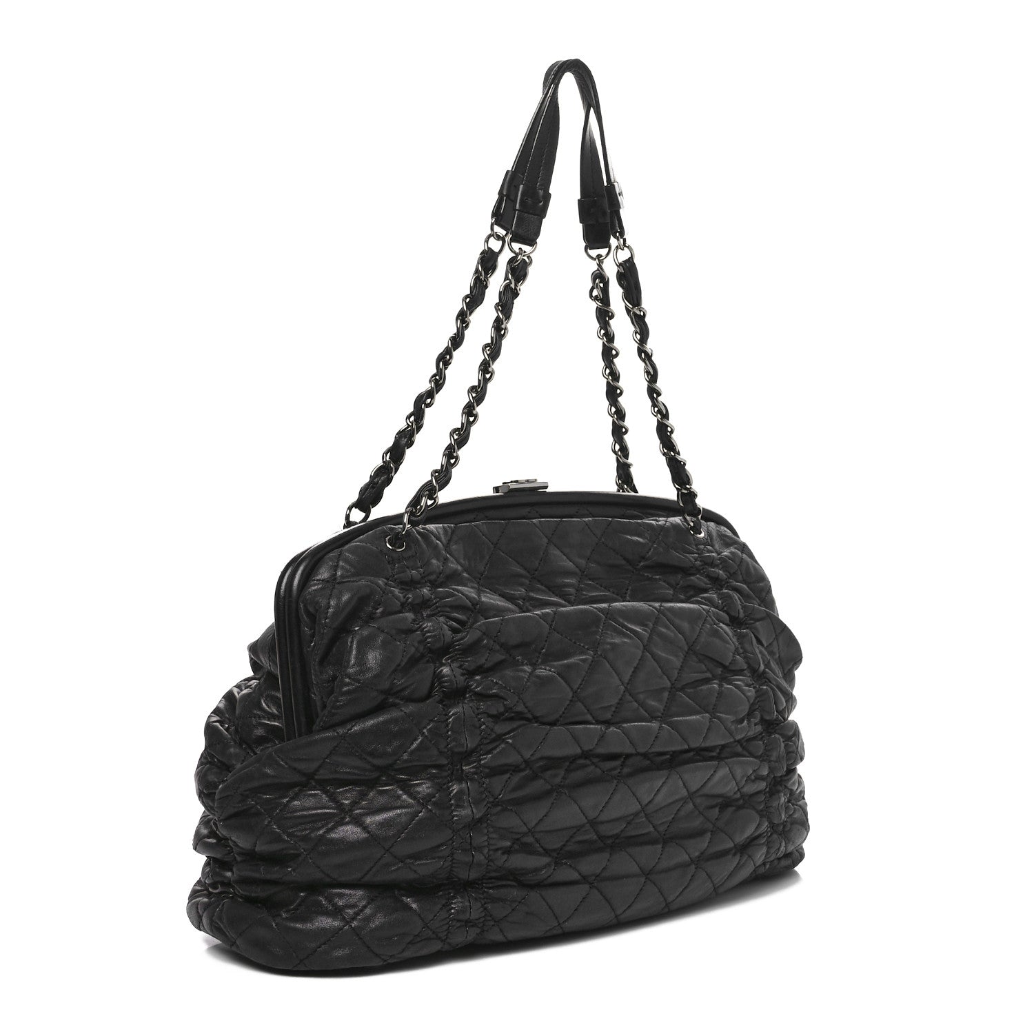 Chanel Lambskin Quilted Sharpei Frame Tote Black 3 of 10