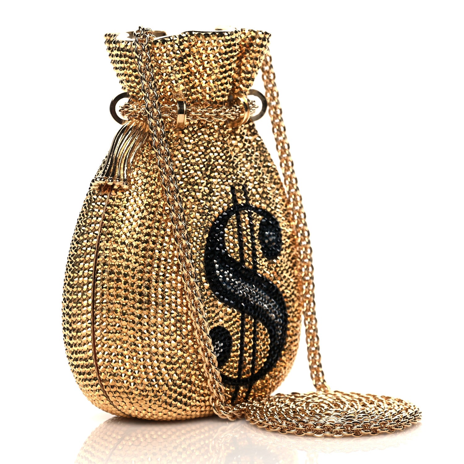 Judith Leiber Crystal Money Bags Minaudiere Clutch Gold 3 of 10