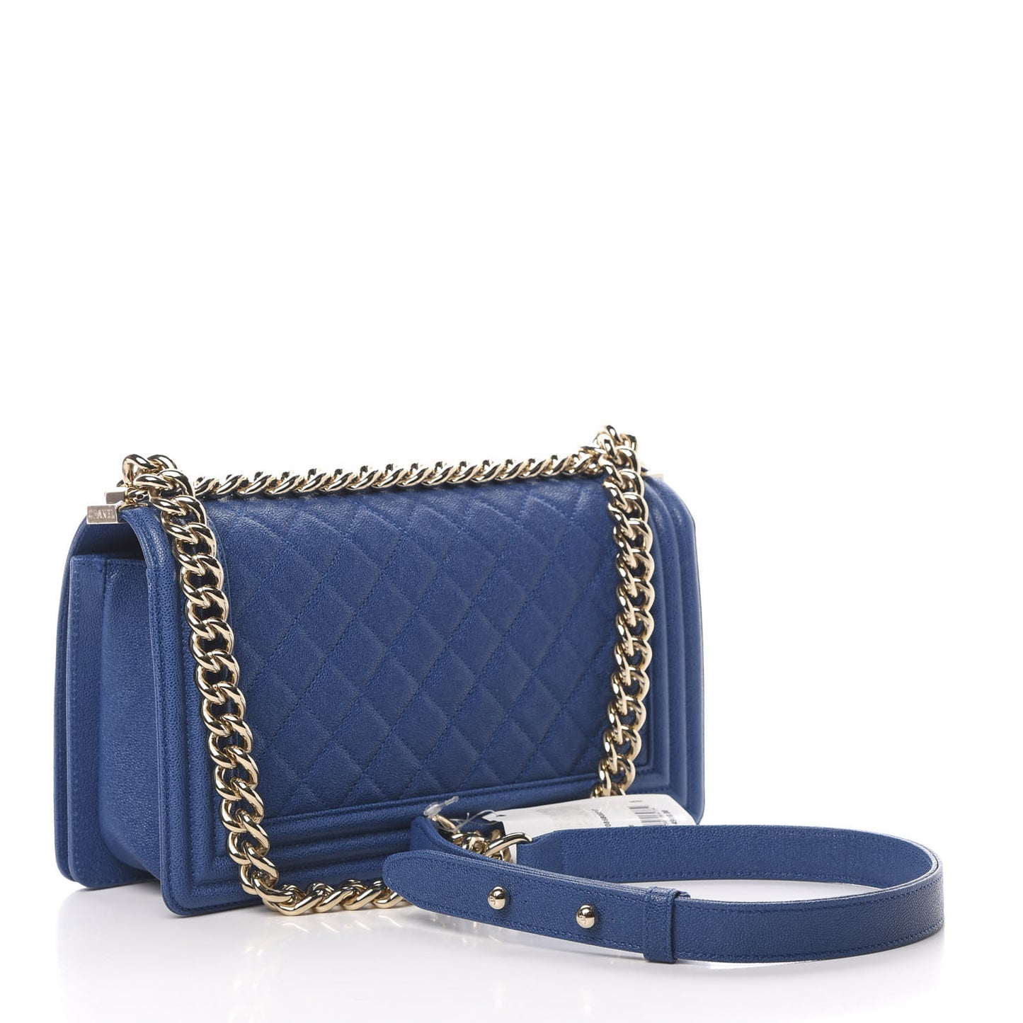 Caviar Quilted Medium Boy Flap Dark Blue