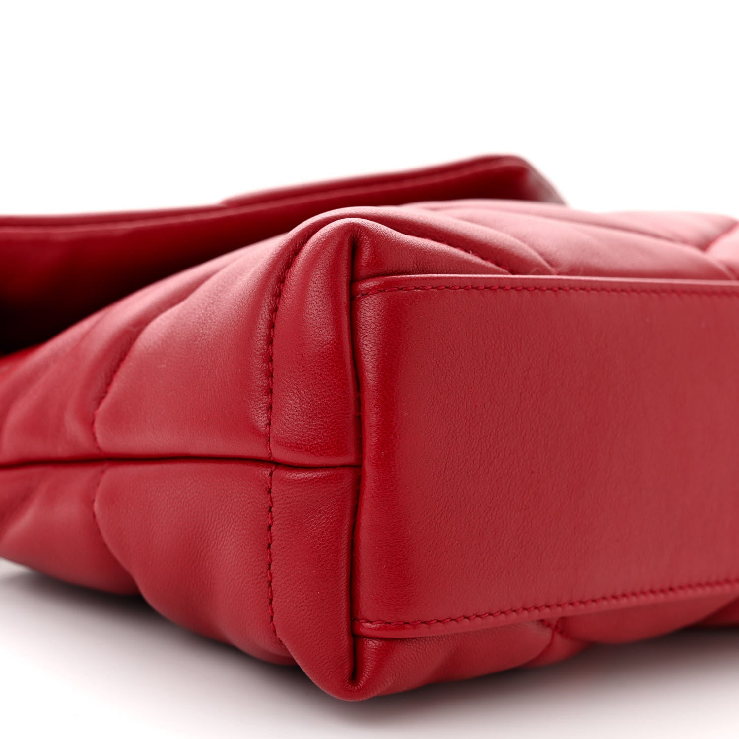 Saint Laurent Lambskin Quilted Toy Loulou Puffer Monogram Chain Satchel Red 9 of 10
