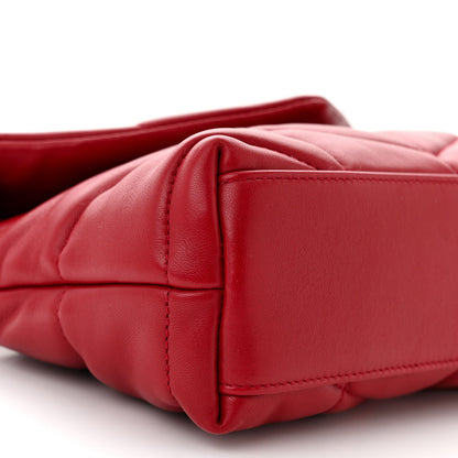 Saint Laurent Lambskin Quilted Toy Loulou Puffer Monogram Chain Satchel Red 9 of 10