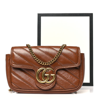 Gucci Azalea Calfskin Matelasse Diagonal Super Mini GG Marmont Shoulder Bag Cuir 11 of 11