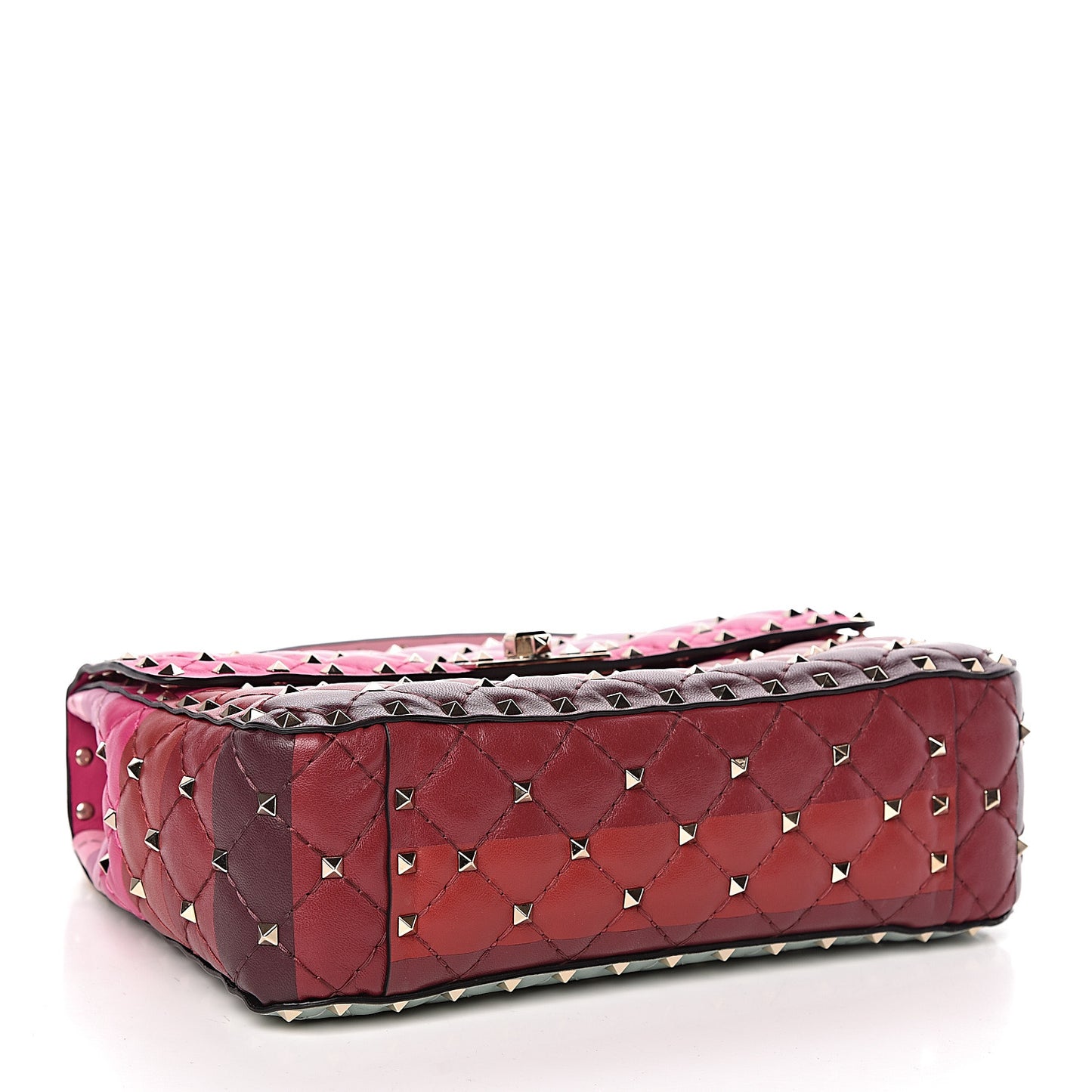 Lambskin Stripe Intarsia Medium Rockstud Spike Shoulder Bag Multicolor