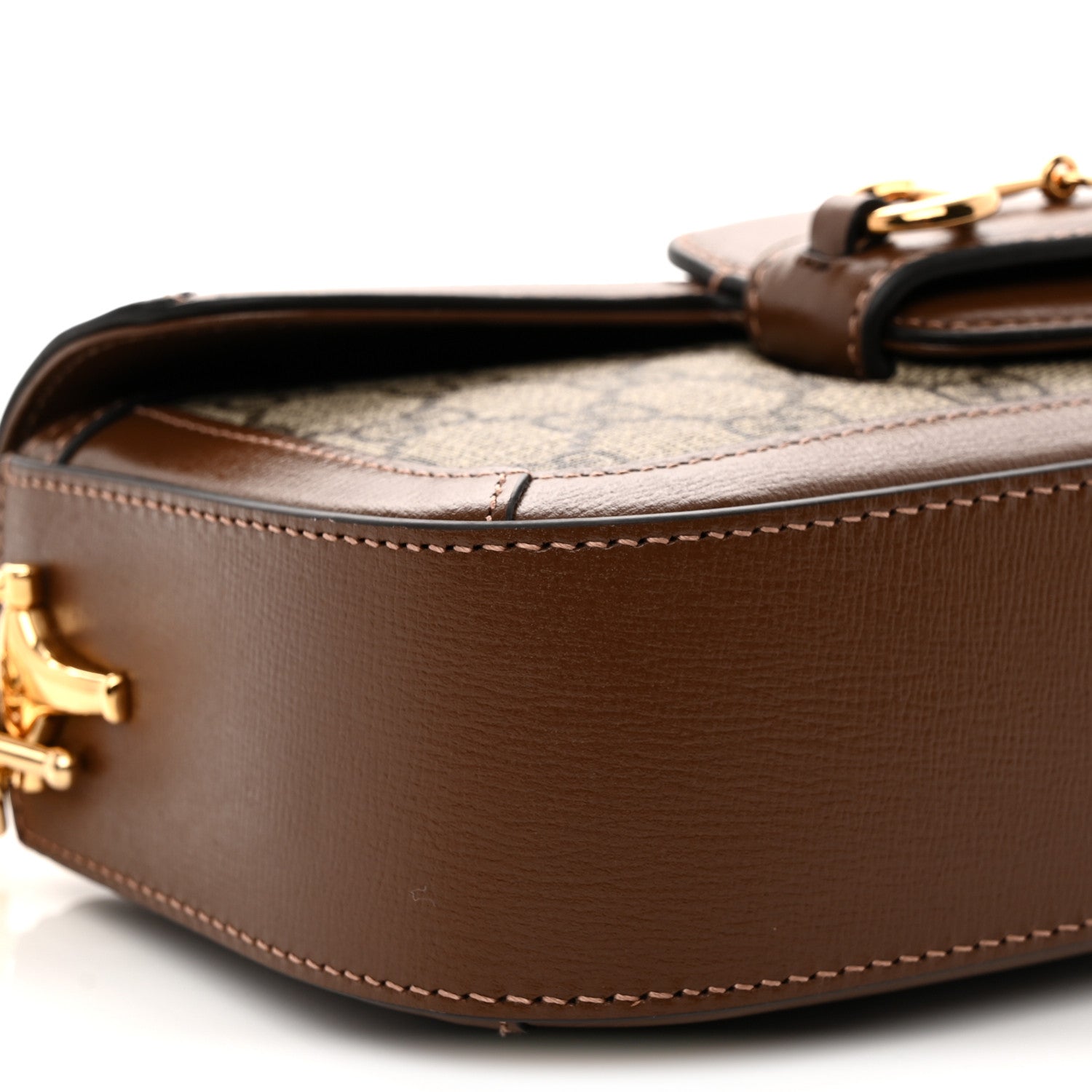 Gucci GG Supreme Monogram Small Horsebit 1955 Chain Shoulder Bag Beige Ebony Brown Sugar 8 of 9