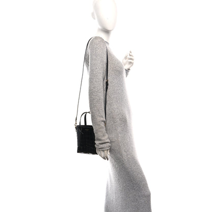 Saint Laurent Calfskin Crocodile Embossed Paris Mini Toy Shopper Tote Black 2 of 12
