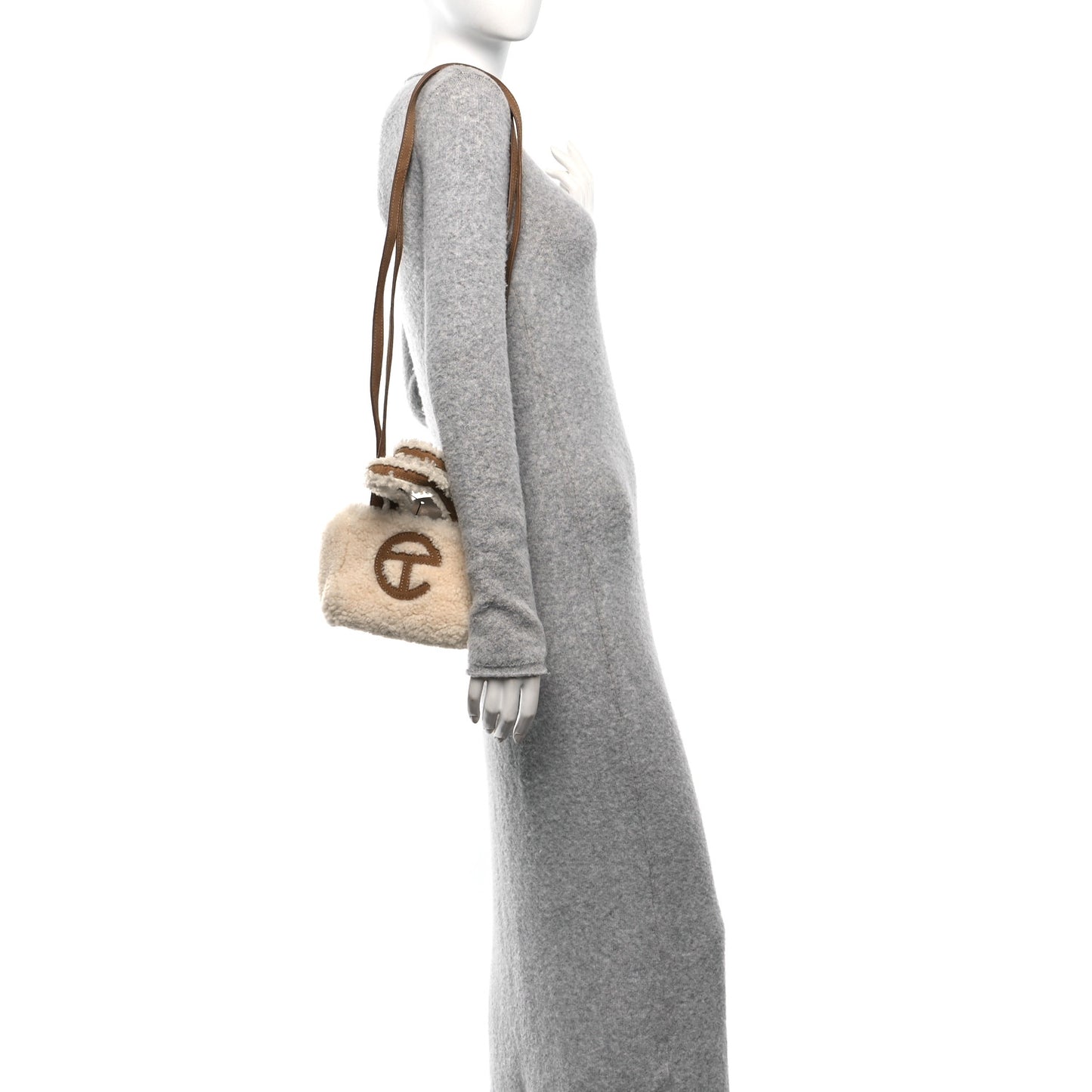 X UGG Suede Shearling Reverse Small Shopping Bag Natural