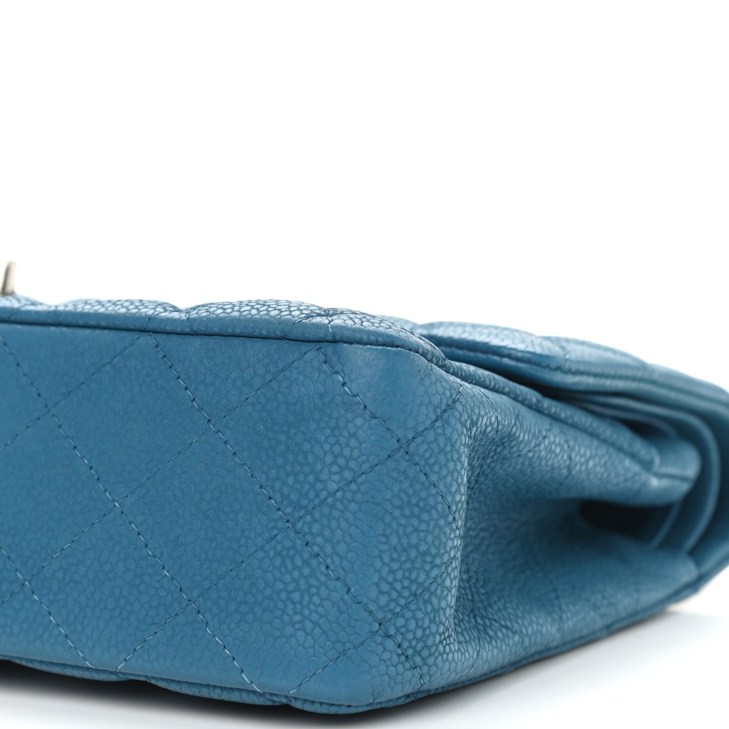 Iridescent Caviar Quilted Medium Double Flap Blue
