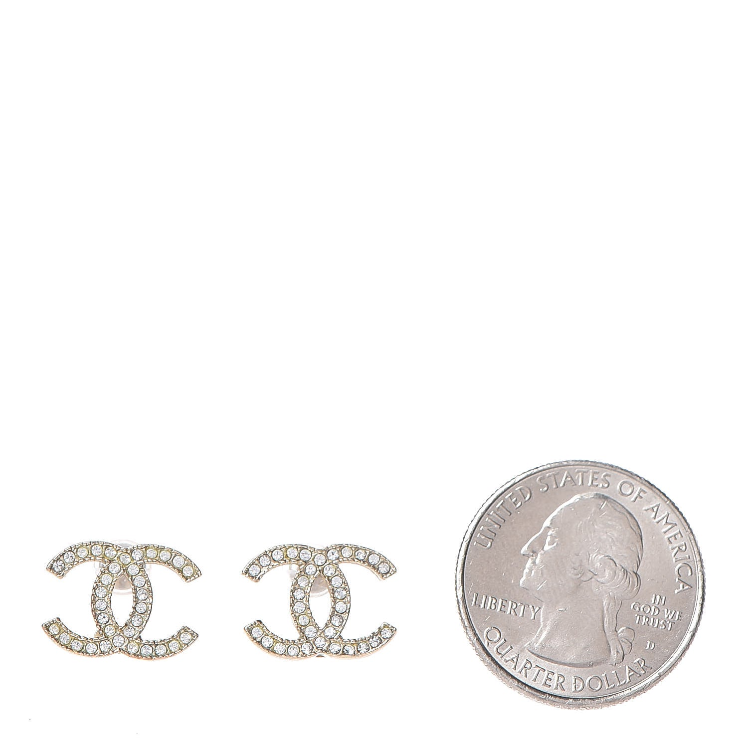 Chanel Crystal CC Earrings Gold 2 of 4