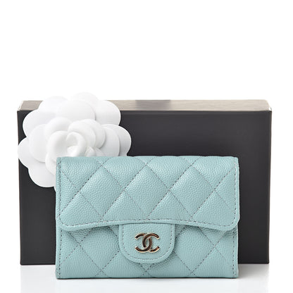 Chanel Caviar Quilted Flap Card Holder Wallet Blue 9 of 9