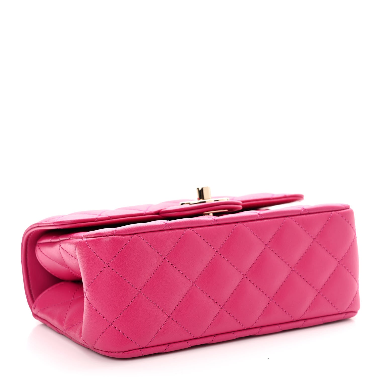 Chanel Lambskin Quilted Mini Crystal Top Handle Rectangular Flap Dark Pink 4 of 11