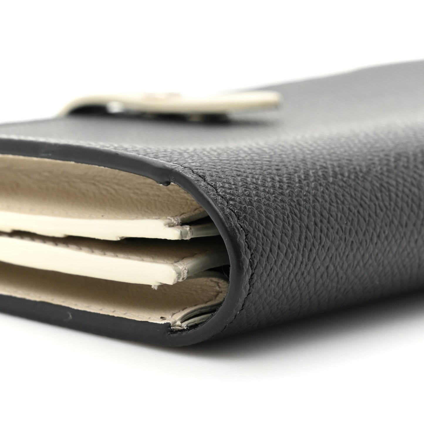 Grained Calfskin Large Multifunction Strap Wallet Black Chalk