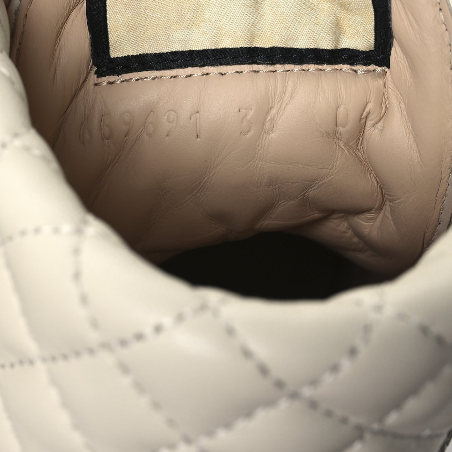 Apollo Calfskin GG Supreme Nappa Samoa Quilted Lace Up Ankle Boots 36 Mystic White Beige Ebony