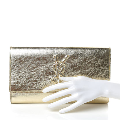 Saint Laurent Metallic Calfskin Monogram Large Belle De Jour Clutch Gold 2 of 7