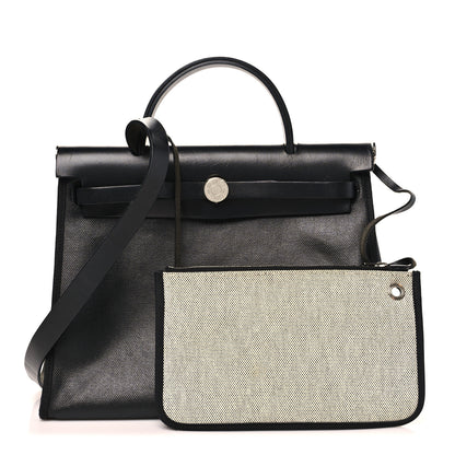 Hermes Toile H Berline Vache Hunter Herbag Zip PM 31 Black Ecru 3 of 12