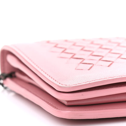 Bottega Veneta Nappa Intrecciato Continental Wallet on Chain Pink 9 of 10