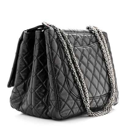 Chanel Metallic Aged Calfskin Quilted Reissue 2.55 Accordion Flap Black 3 of 11