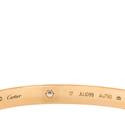 Cartier 18K Yellow Gold 4 Diamond LOVE Bracelet 17 4 of 5