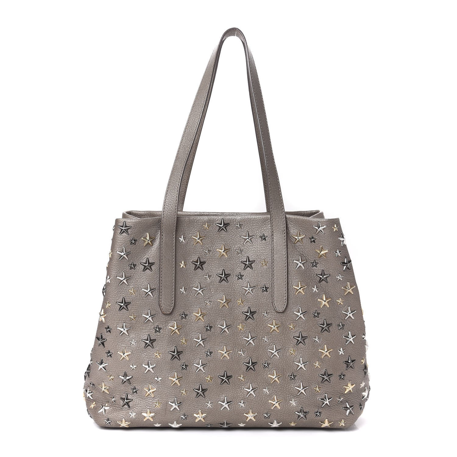 Jimmy Choo Metallic Calfskin Small Sofia Star Studded Tote Grey 1 of 10