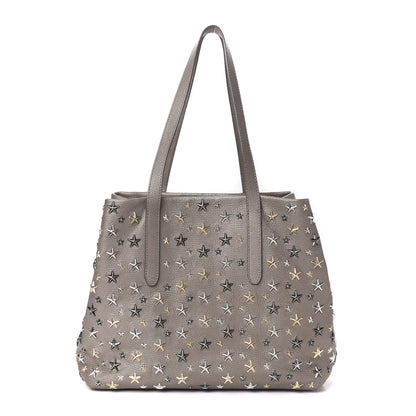 Jimmy Choo Metallic Calfskin Small Sofia Star Studded Tote Grey 1 of 10