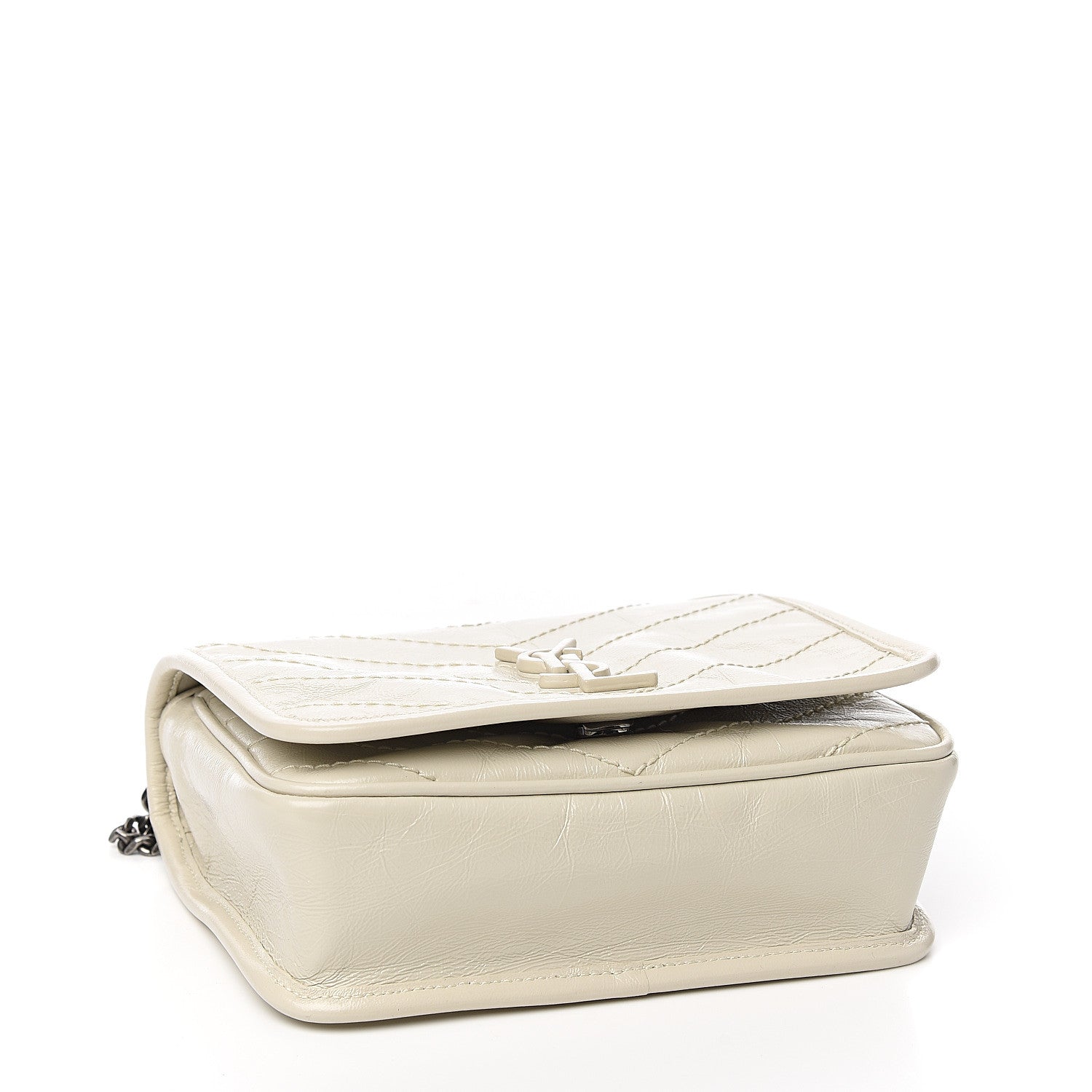 Saint Laurent Crinkled Calfskin Matelasse Monogram Niki Chain Wallet Crema Soft 3 of 9
