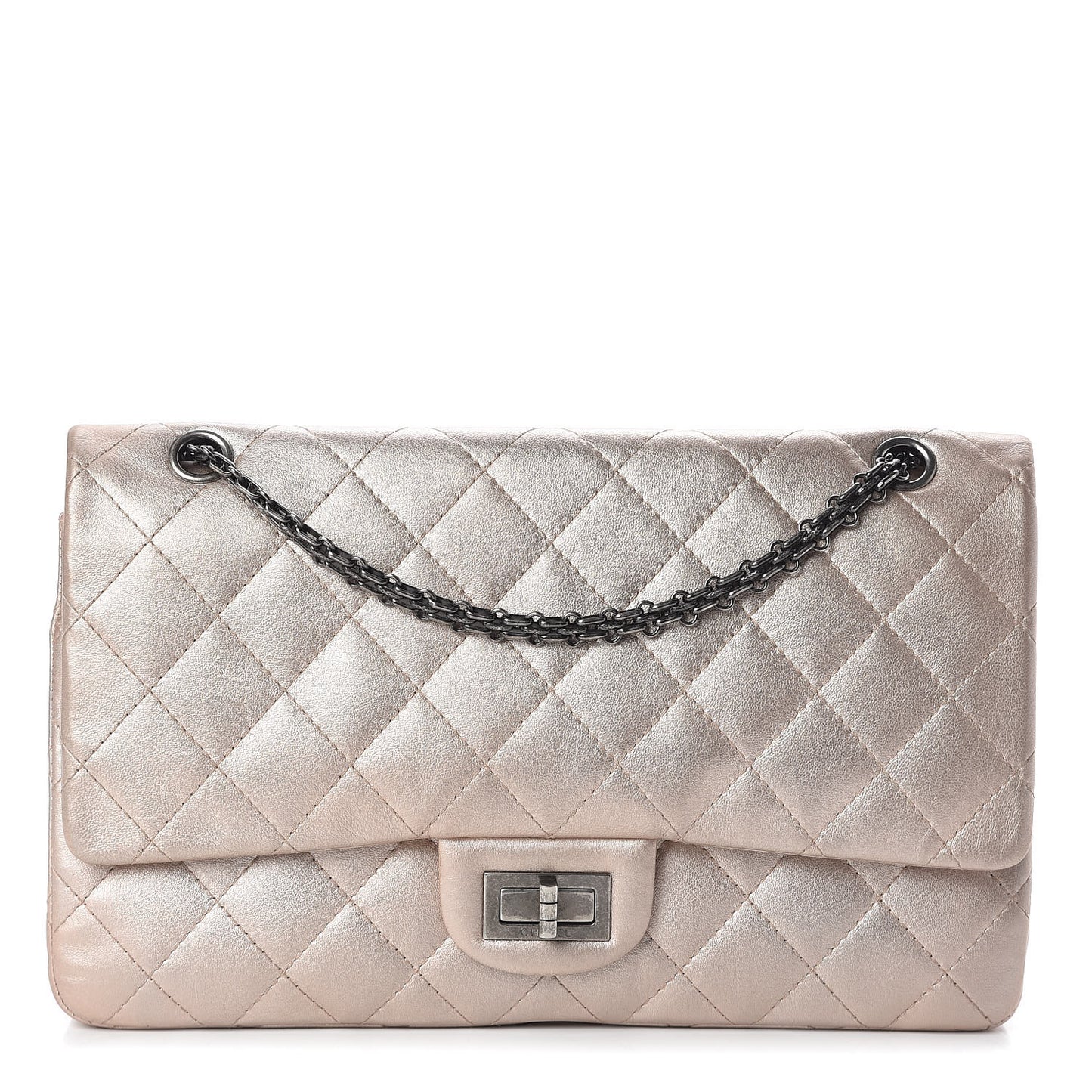 Metallic Calfskin Quilted 2.55 Reissue 227 Flap Gold