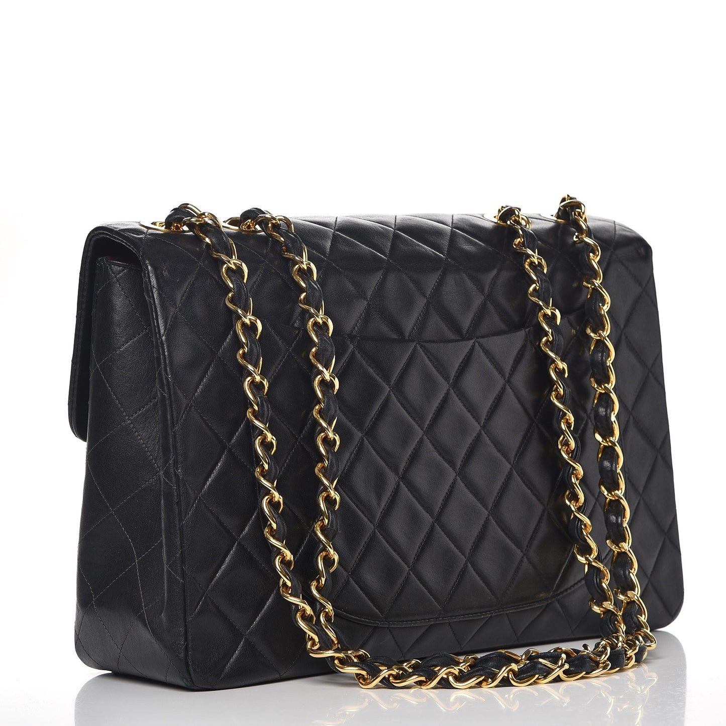 Lambskin Quilted XL Jumbo Single Flap Black