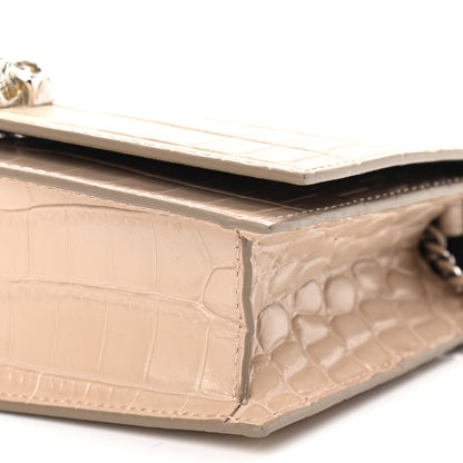 Alexander McQueen Calfskin Crocodile Embossed Skull Mini Crossbody Bag Beige 9 of 15