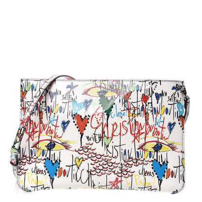 Christian Louboutin Patent Loubitag Loubiclutch Graffiti Clutch White 1 of 11