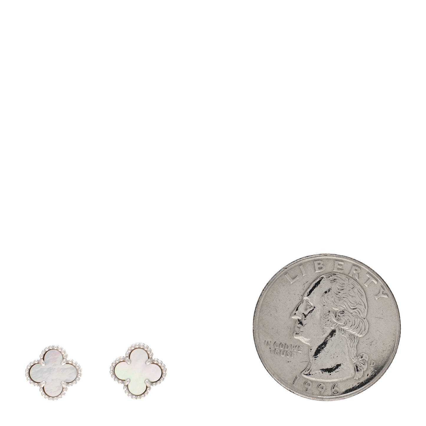 18K White Gold Mother of Pearl Sweet Alhambra Earrings