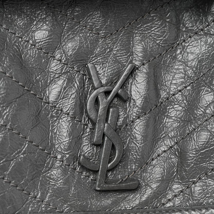 Saint Laurent Crinkled Calfskin Matelasse Monogram Medium Niki Chain Satchel Fog 10 of 13