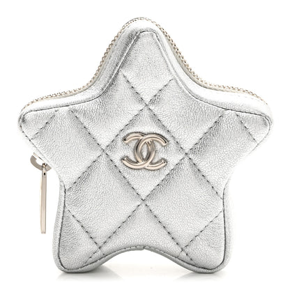 Chanel Metallic Lambskin Walk Of Fame Star Clip On Coin Purse Silver 1 of 9