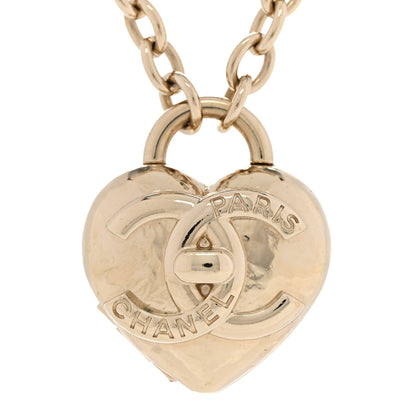 Chanel Metal CC Heart Locket Necklace Gold 4 of 7