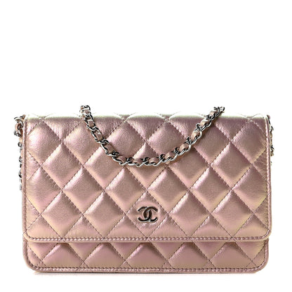 Chanel Iridescent Calfskin Quilted Wallet On Chain WOC Pink 1 of 10