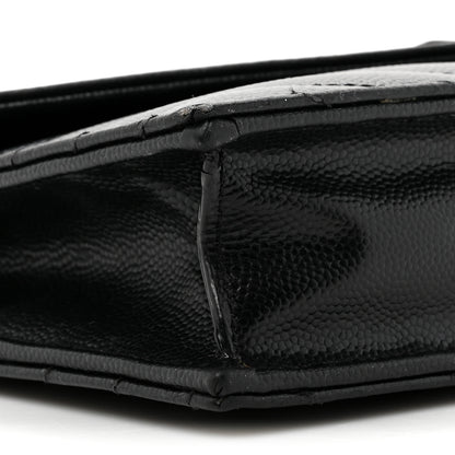 Saint Laurent Grain De Poudre Matelasse Chevron Monogram Monochrome Envelope Chain Wallet Black 10 of 13