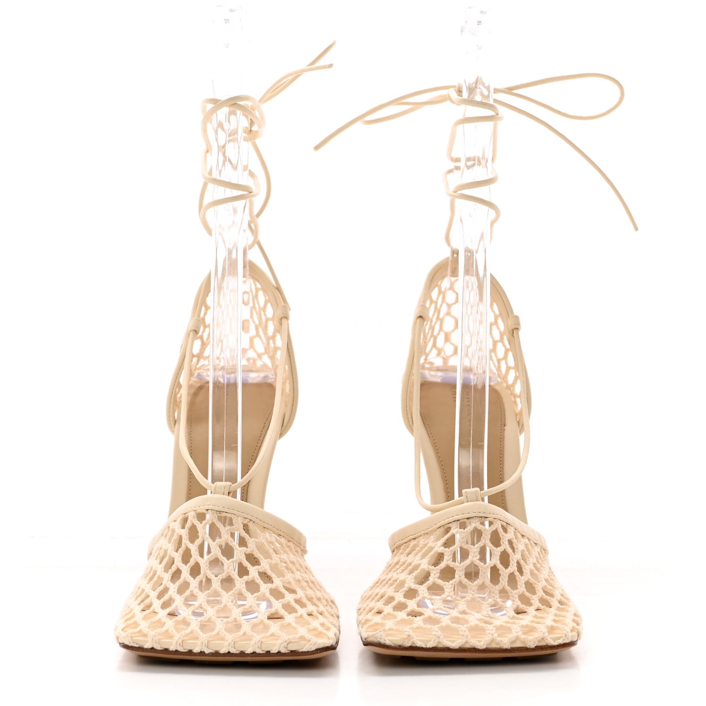 Mesh Nappa Stretch Ankle Tie Sandals 37 Toile