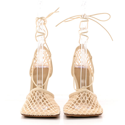 Bottega Veneta Mesh Nappa Stretch Ankle Tie Sandals 37 Toile 2 of 8