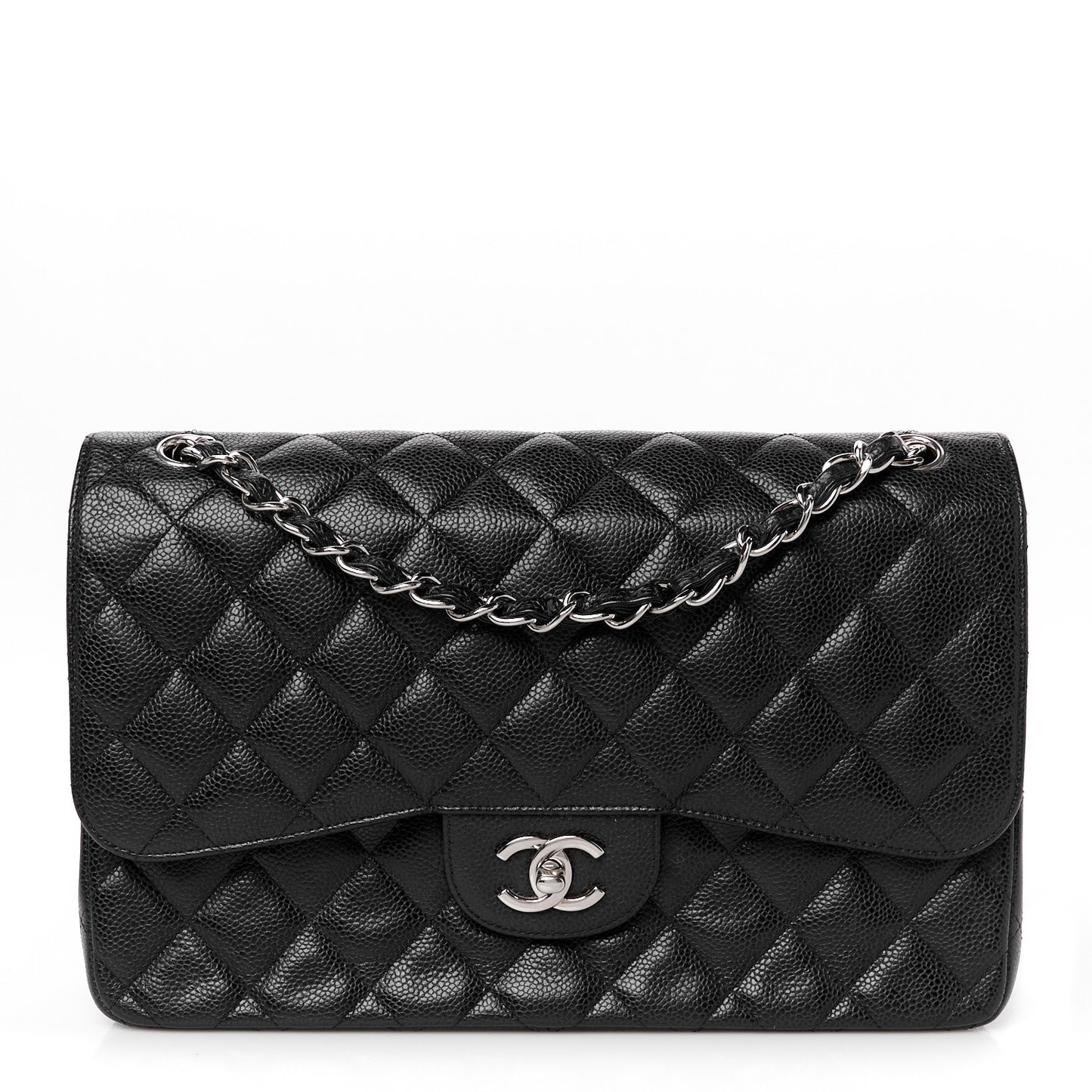 Caviar Quilted Jumbo Double Flap Black