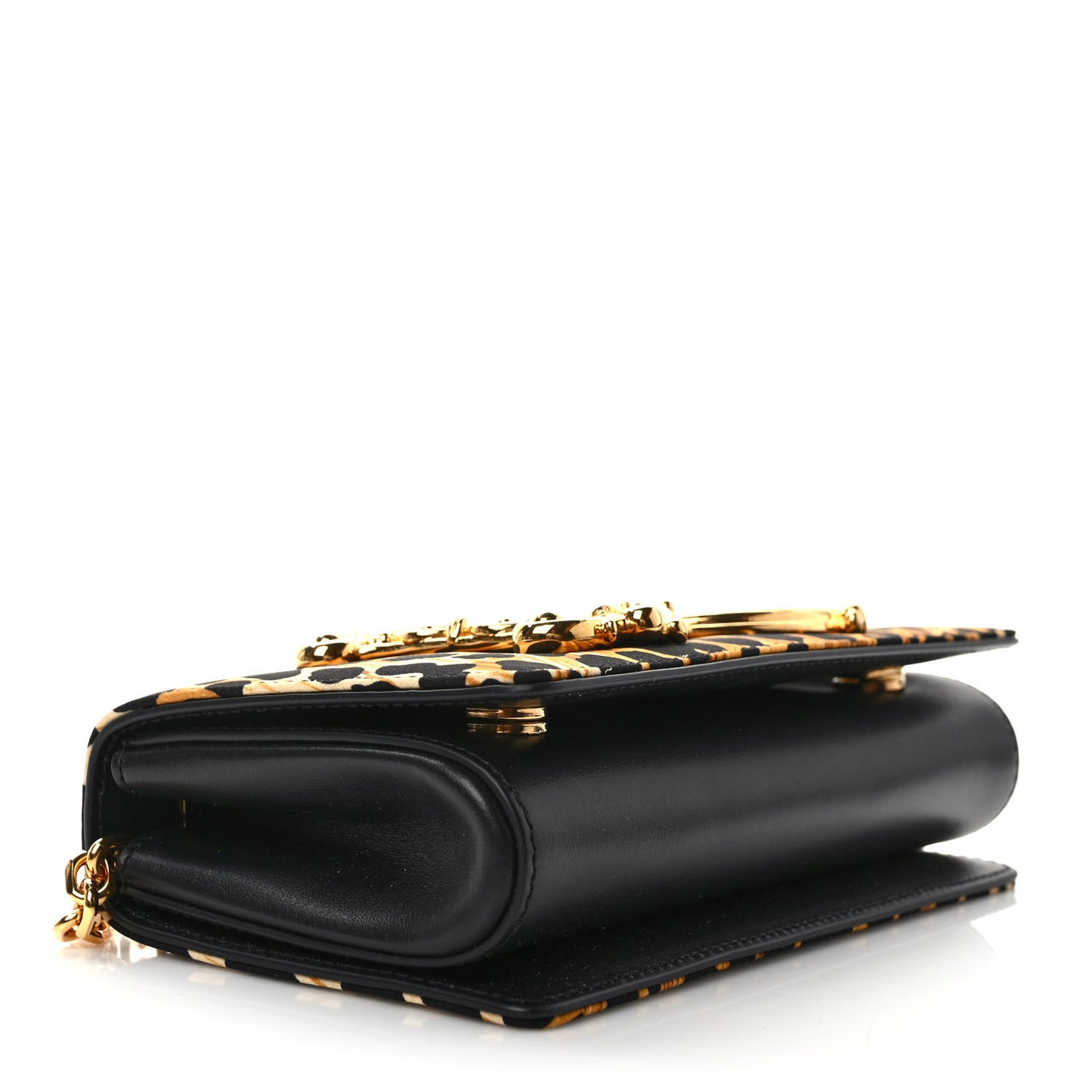 Satin Ocelot Printed DG Girls Phone Bag Black