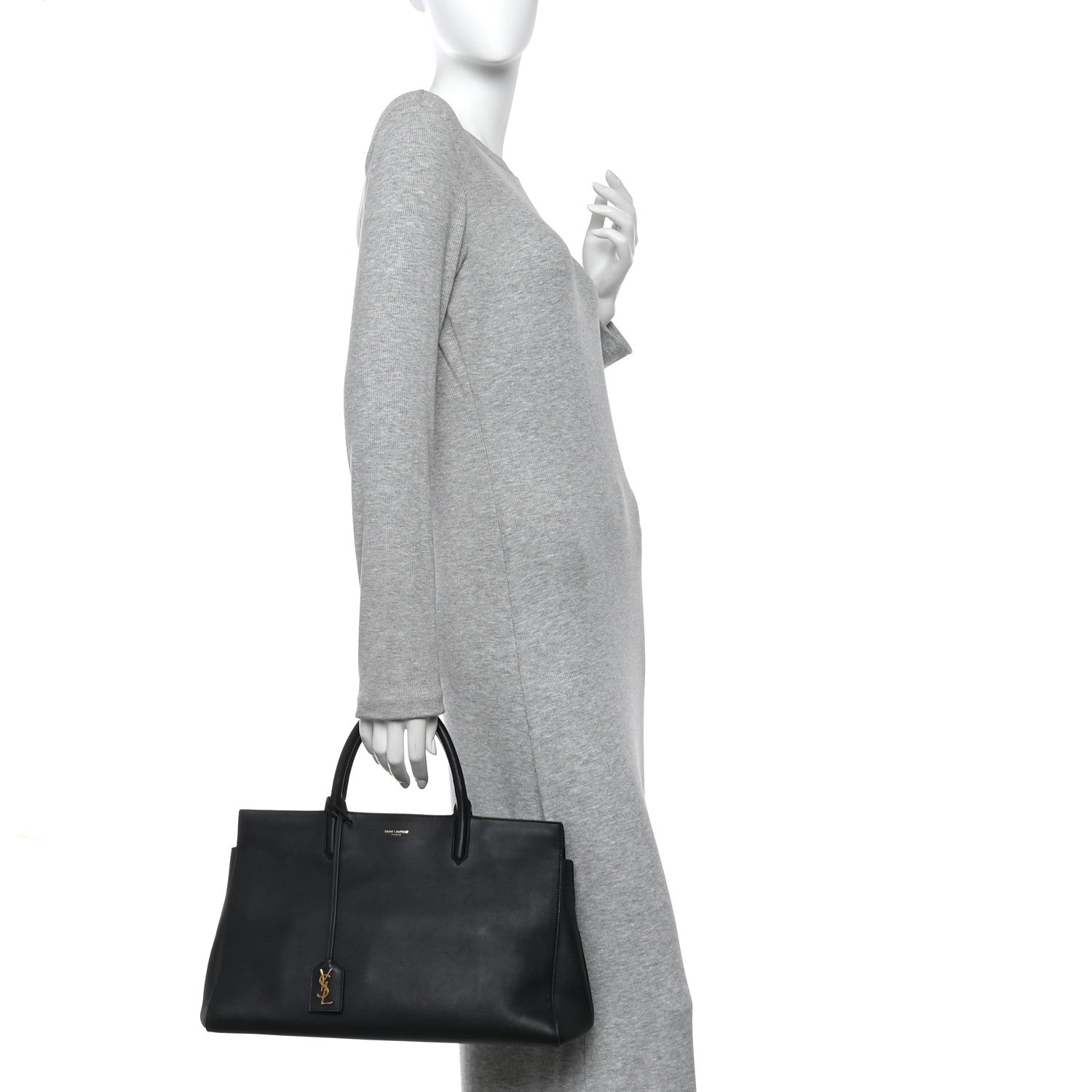 Saint Laurent Calfskin Medium Cabas Rive Gauche Black 2 of 11